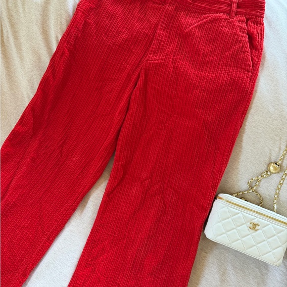 Red Corduroy Women's Wide Leg Pants - Picture 8 of 10